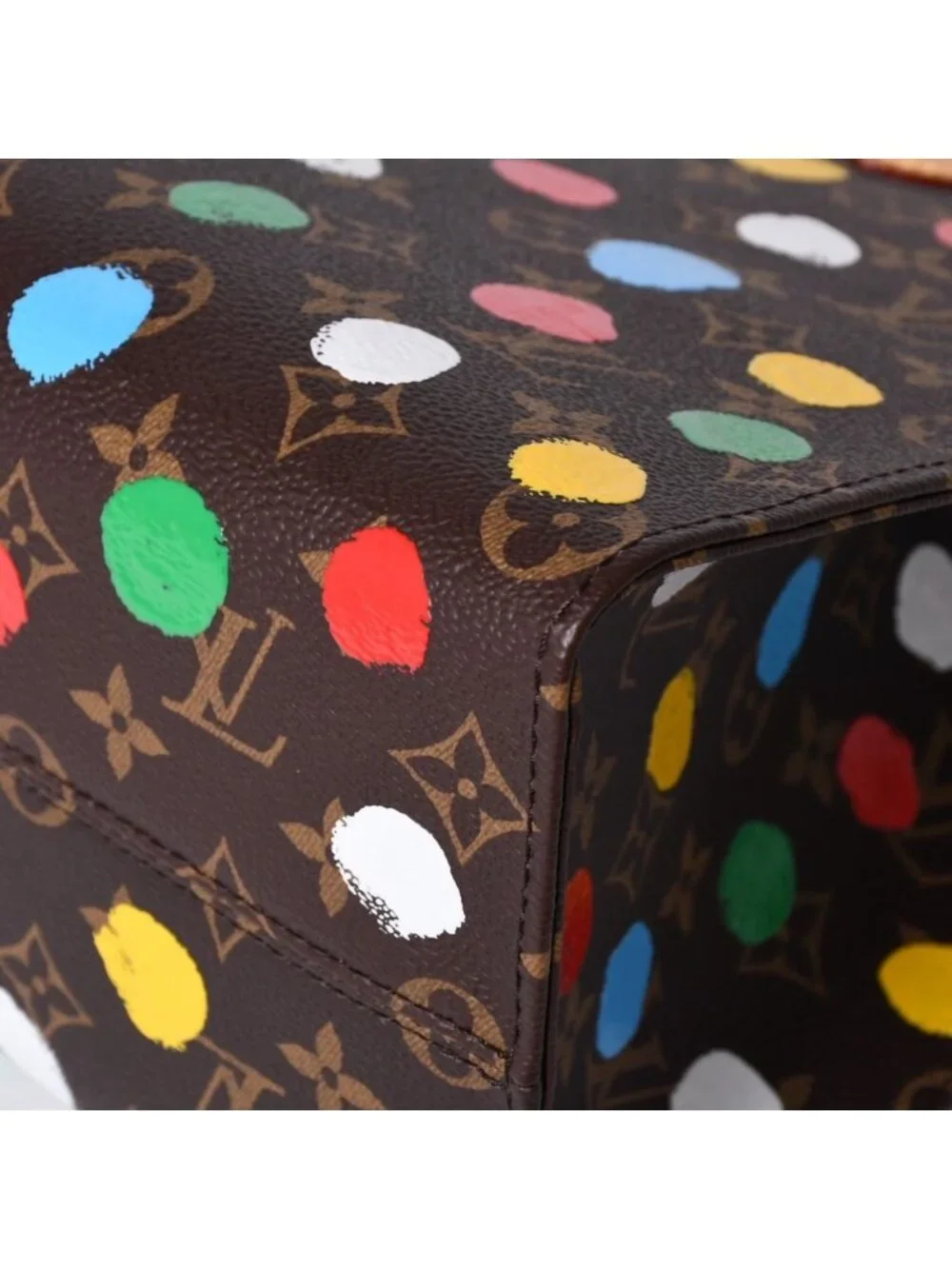 Louis Vuitton On The Go MM Yayoi Kusama Shoulder Bag 2-Way Leather Monogram